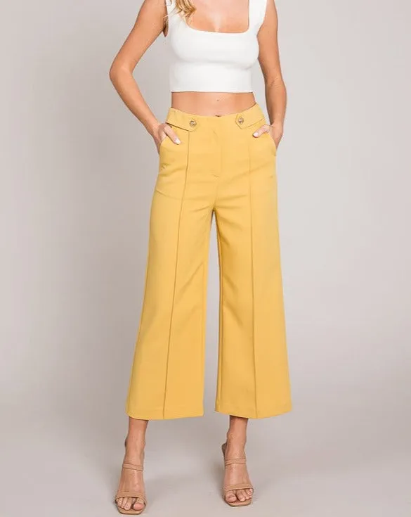 BETTER WITH YOU TWILL CROPPED PANT - YELLOW