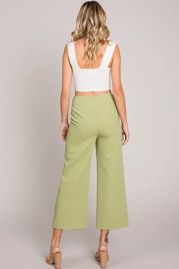 BETTER WITH YOU TWILL CROPPED PANT - YELLOW