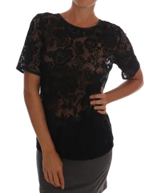 Black Floral Lace Blouse Top