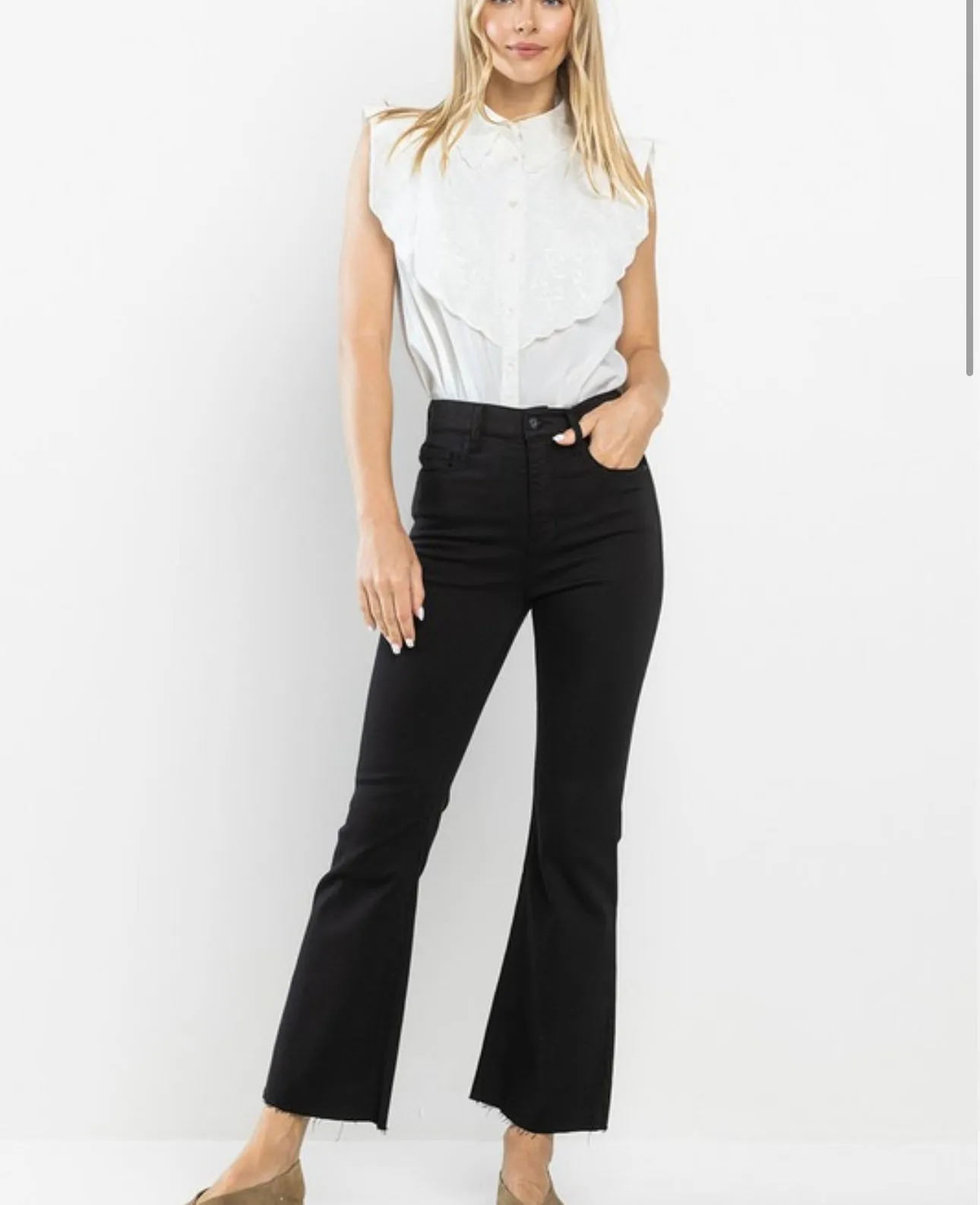 Black High Rise Kick Flare Jeans