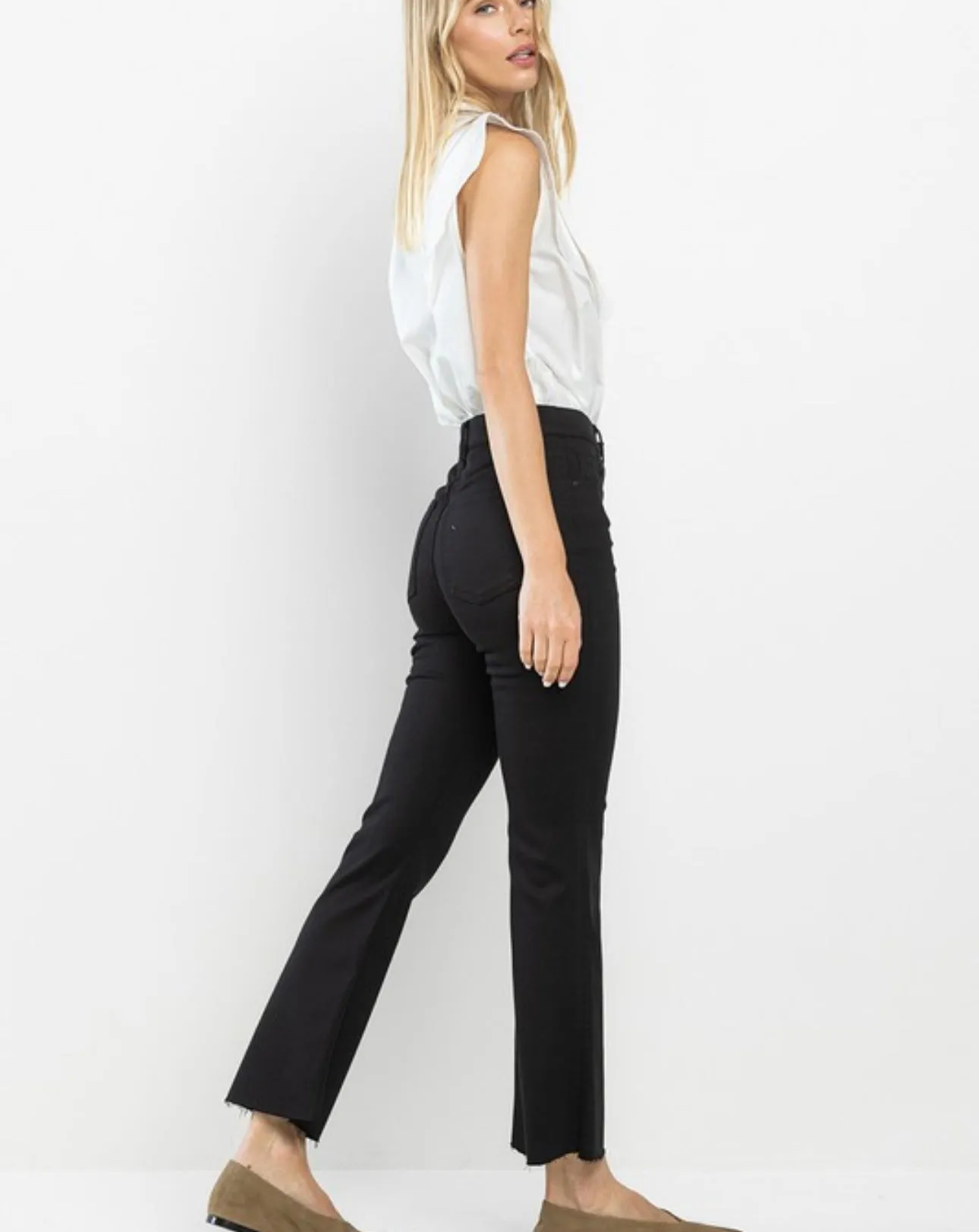 Black High Rise Kick Flare Jeans
