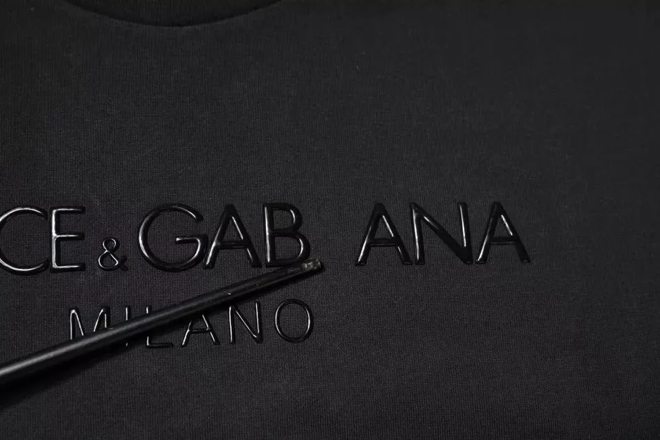 Black Logo Cotton Crew Neck T-shirt