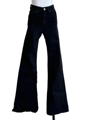 Black Plain Wide Leg Jeans