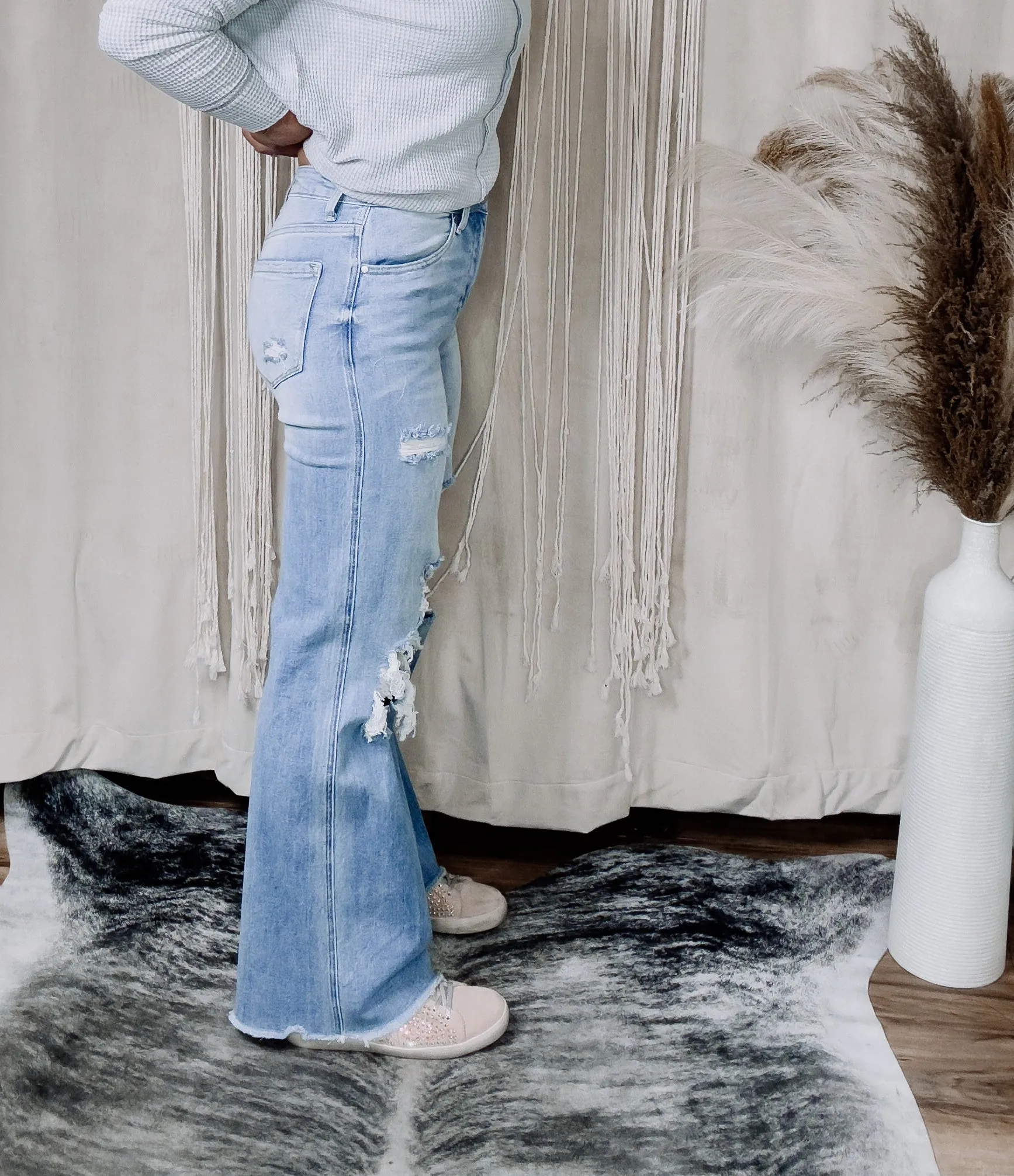 Blake distressed wide leg jeans