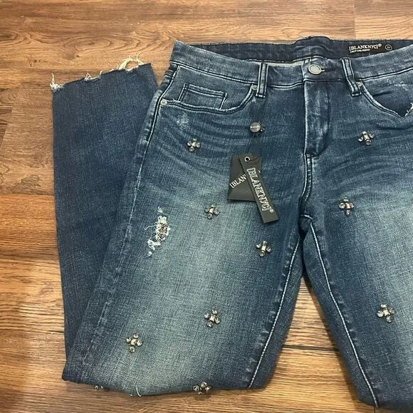 BLANKNYC Cropped Girlfriend Gemmed Jeans
