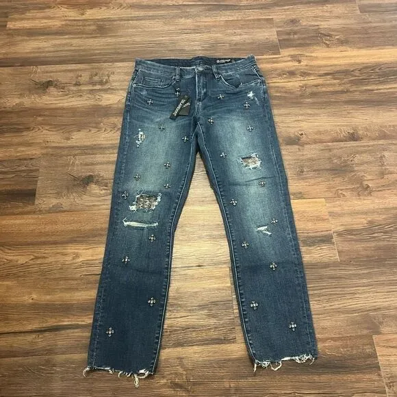 BLANKNYC Cropped Girlfriend Gemmed Jeans