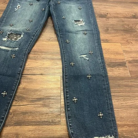 BLANKNYC Cropped Girlfriend Gemmed Jeans