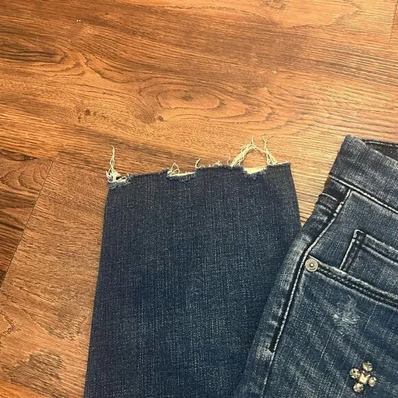BLANKNYC Cropped Girlfriend Gemmed Jeans