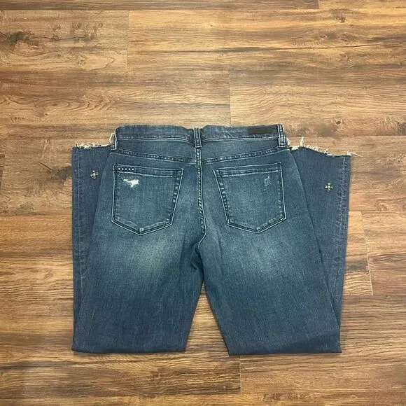 BLANKNYC Cropped Girlfriend Gemmed Jeans