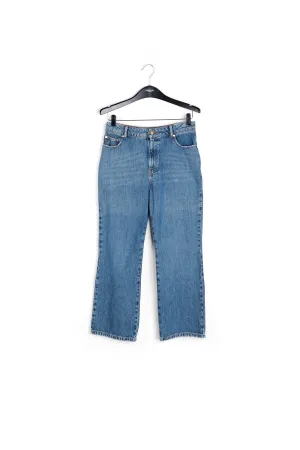 Blue cotton-stretch flared-fit jeans