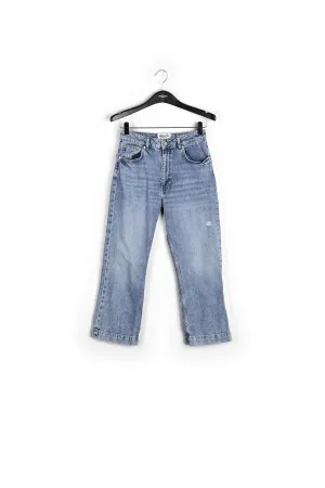 Blue cropped high-rise flared jeans