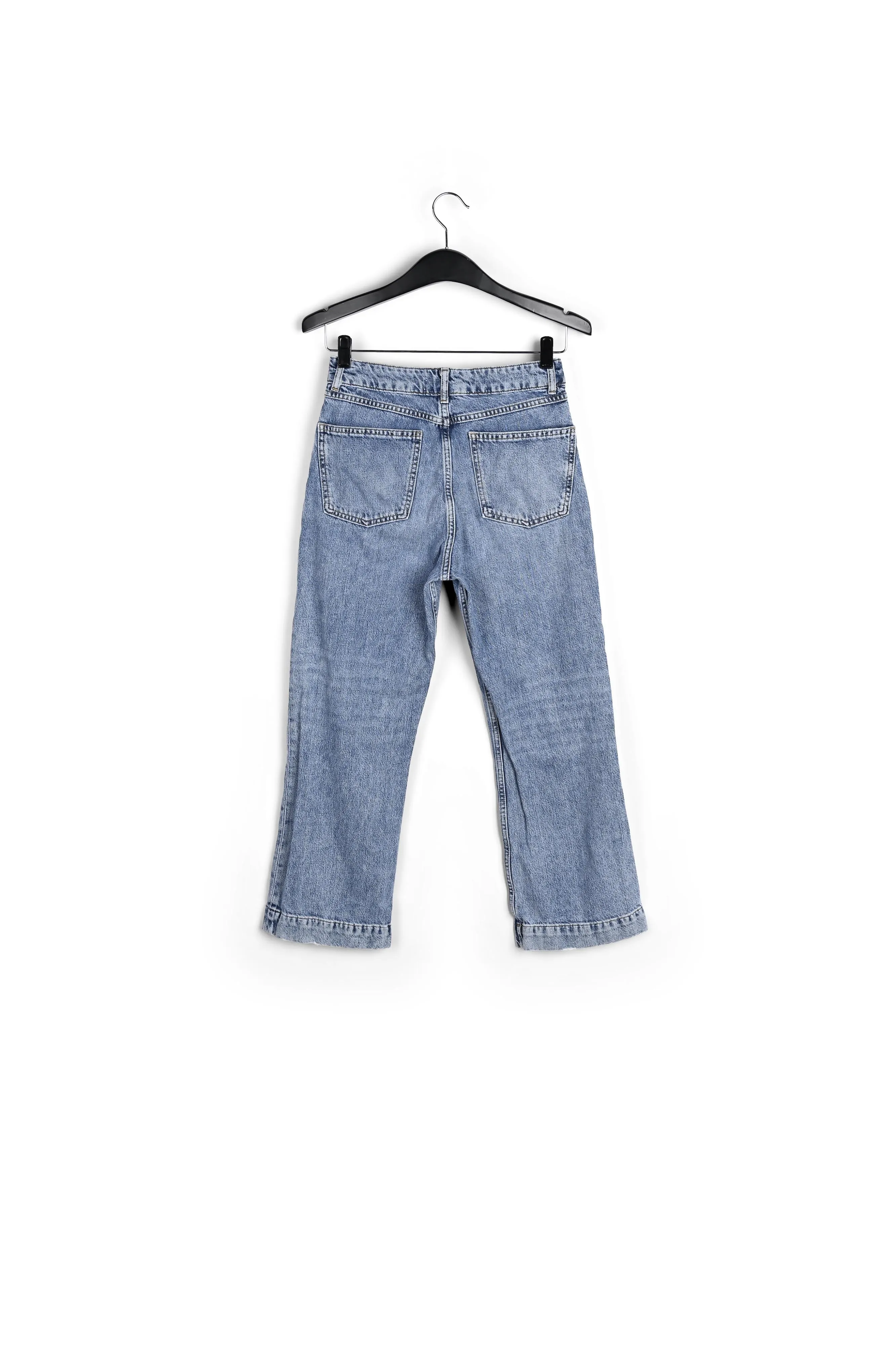 Blue cropped high-rise flared jeans