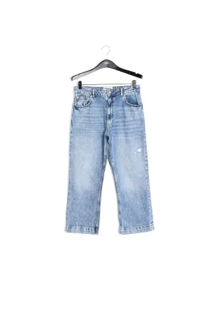 Blue cropped high-rise flared jeans