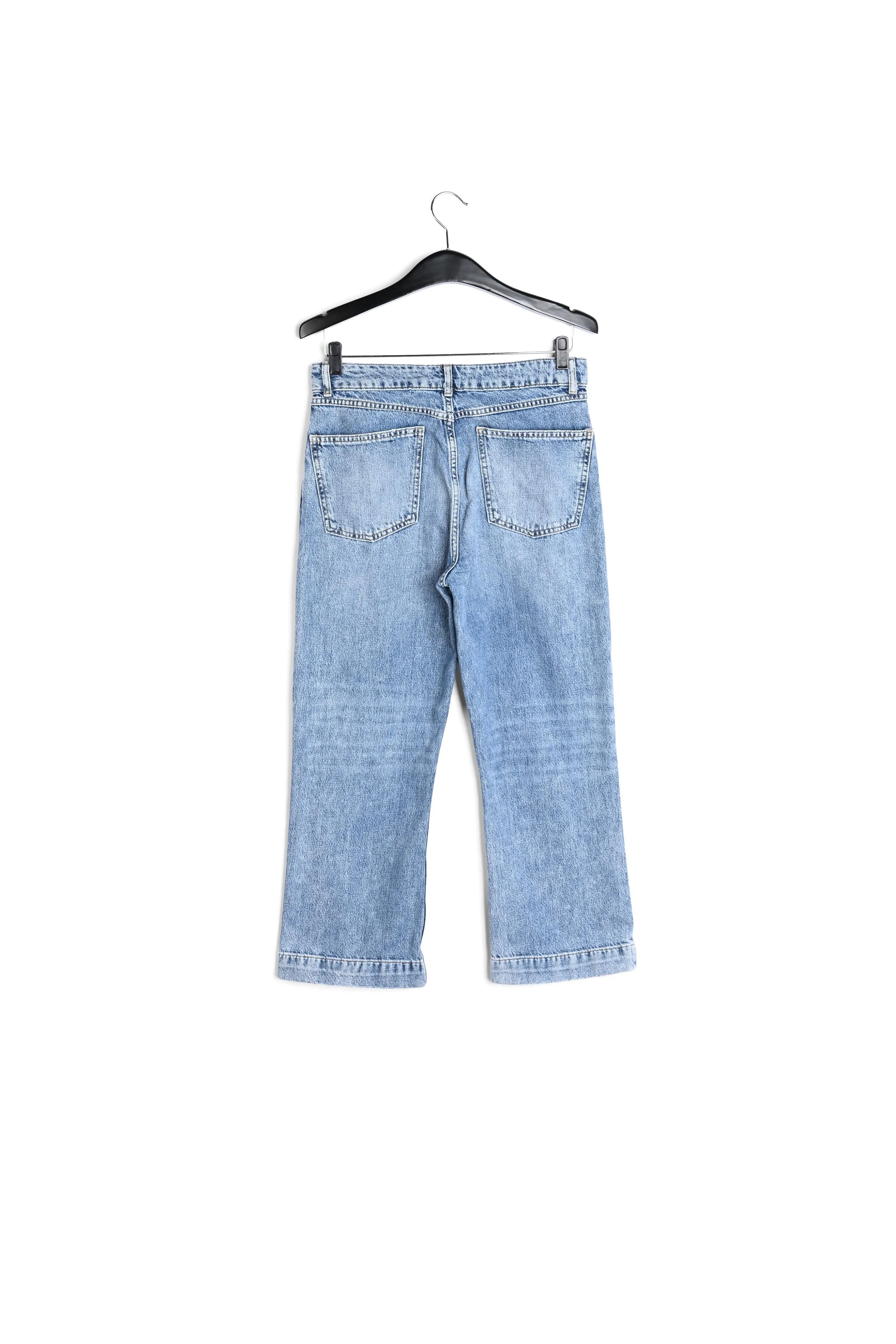Blue cropped high-rise flared jeans