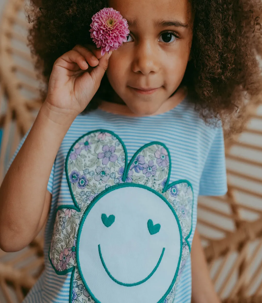 Blue Floral Applique Top