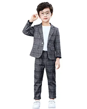 Boys Plaid Blazer Set