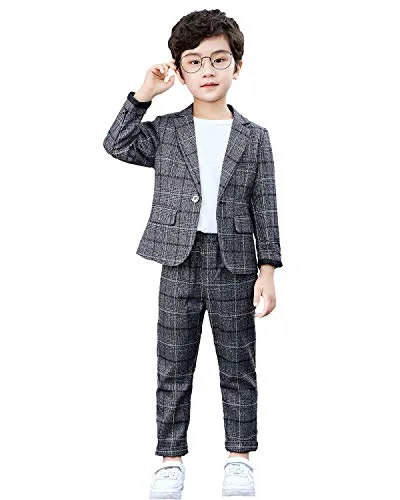Boys Plaid Blazer Set