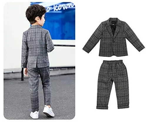 Boys Plaid Blazer Set