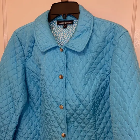 BRIGGS NEW YORK BLUE DIAMOND QUILTED JACKET SZ 12 KATE MIDDLETON Lightweight