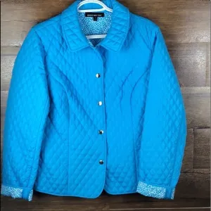 BRIGGS NEW YORK BLUE DIAMOND QUILTED JACKET SZ 12 KATE MIDDLETON Lightweight