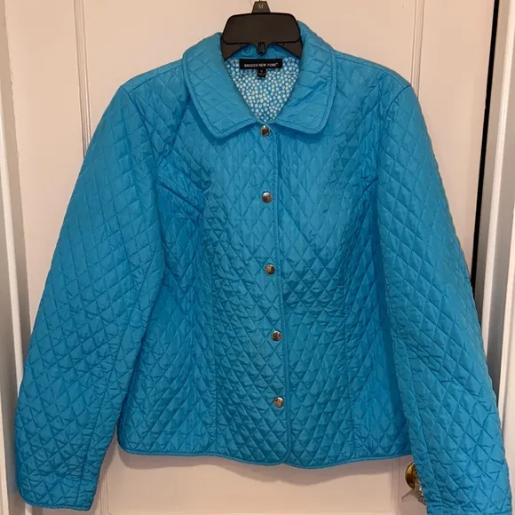 BRIGGS NEW YORK BLUE DIAMOND QUILTED JACKET SZ 12 KATE MIDDLETON Lightweight