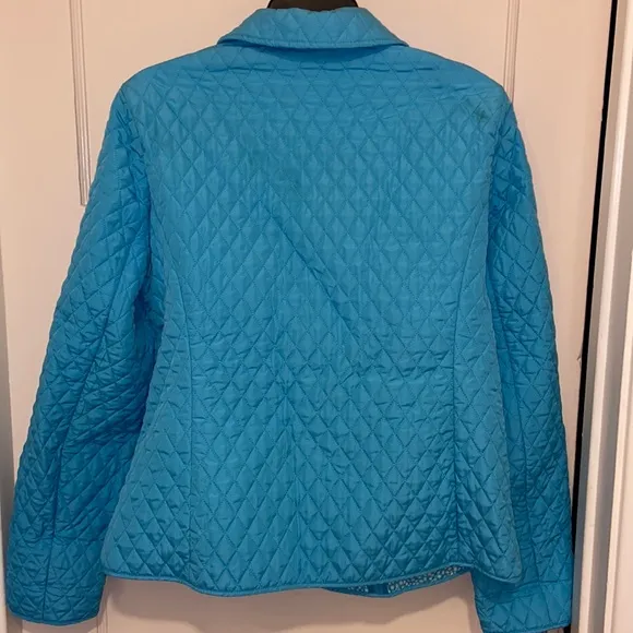 BRIGGS NEW YORK BLUE DIAMOND QUILTED JACKET SZ 12 KATE MIDDLETON Lightweight