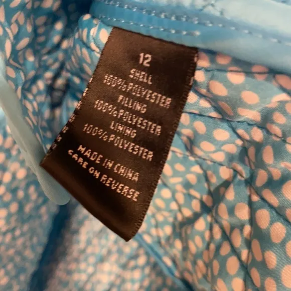 BRIGGS NEW YORK BLUE DIAMOND QUILTED JACKET SZ 12 KATE MIDDLETON Lightweight