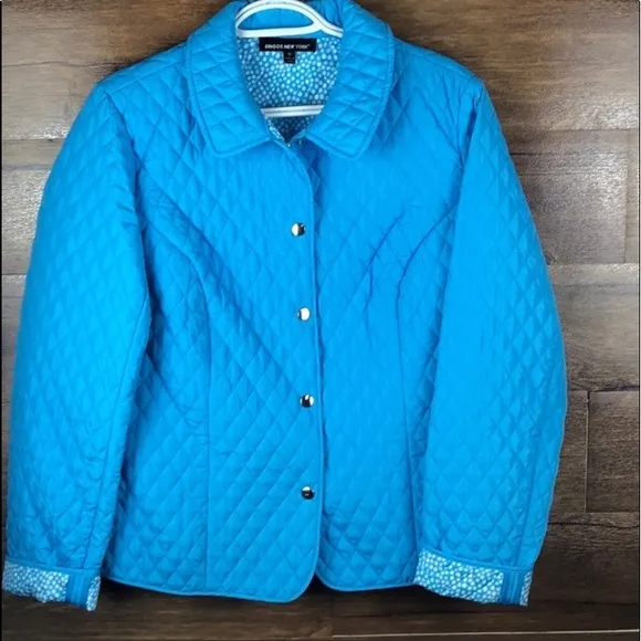 BRIGGS NEW YORK BLUE DIAMOND QUILTED JACKET SZ 12 KATE MIDDLETON Lightweight