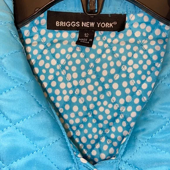BRIGGS NEW YORK BLUE DIAMOND QUILTED JACKET SZ 12 KATE MIDDLETON Lightweight