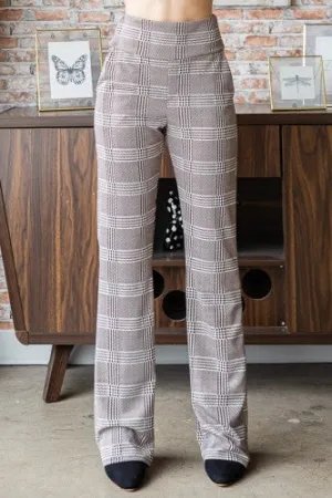 Brown Plaid Flare Pants