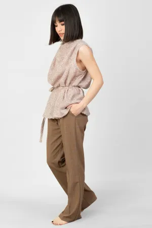 Brown Thin Plaid Pants