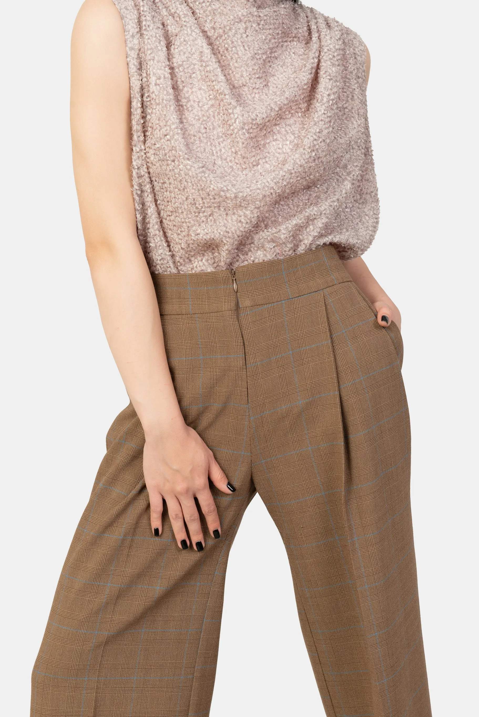 Brown Thin Plaid Pants