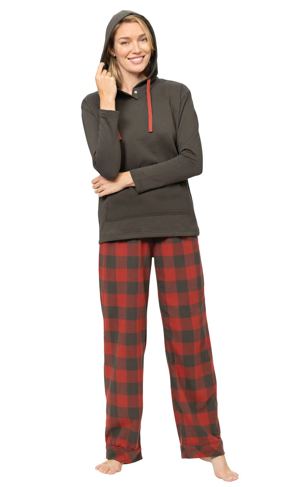 Buffalo Plaid Hoodie Pajamas - Couples