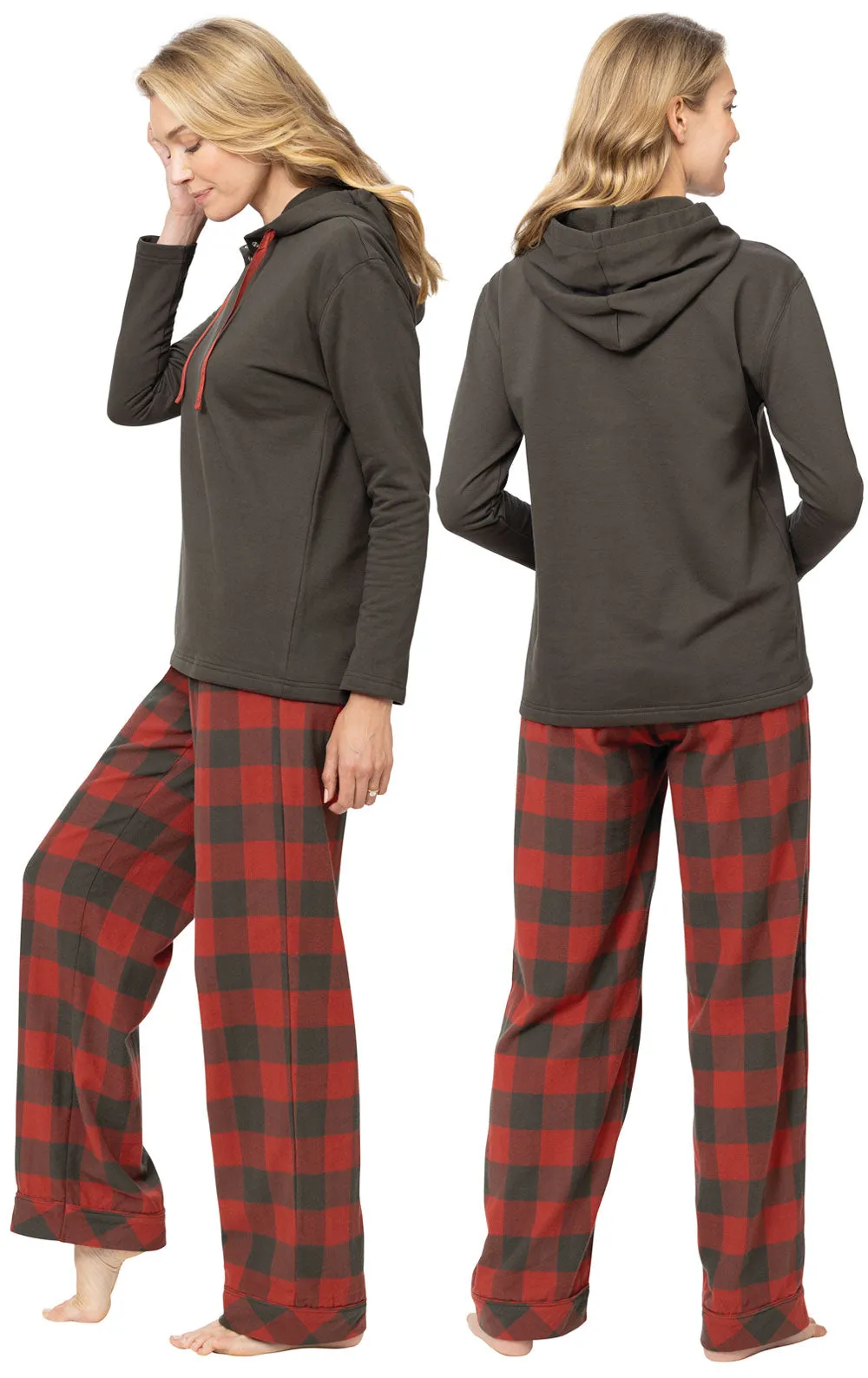 Buffalo Plaid Hoodie Pajamas - Couples
