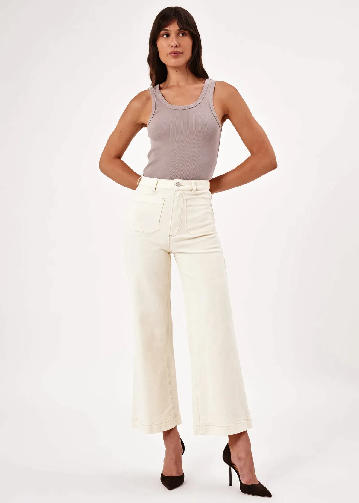 Buttercream Stretch Denim Sailor Jean <br> <i> ankle length </i>