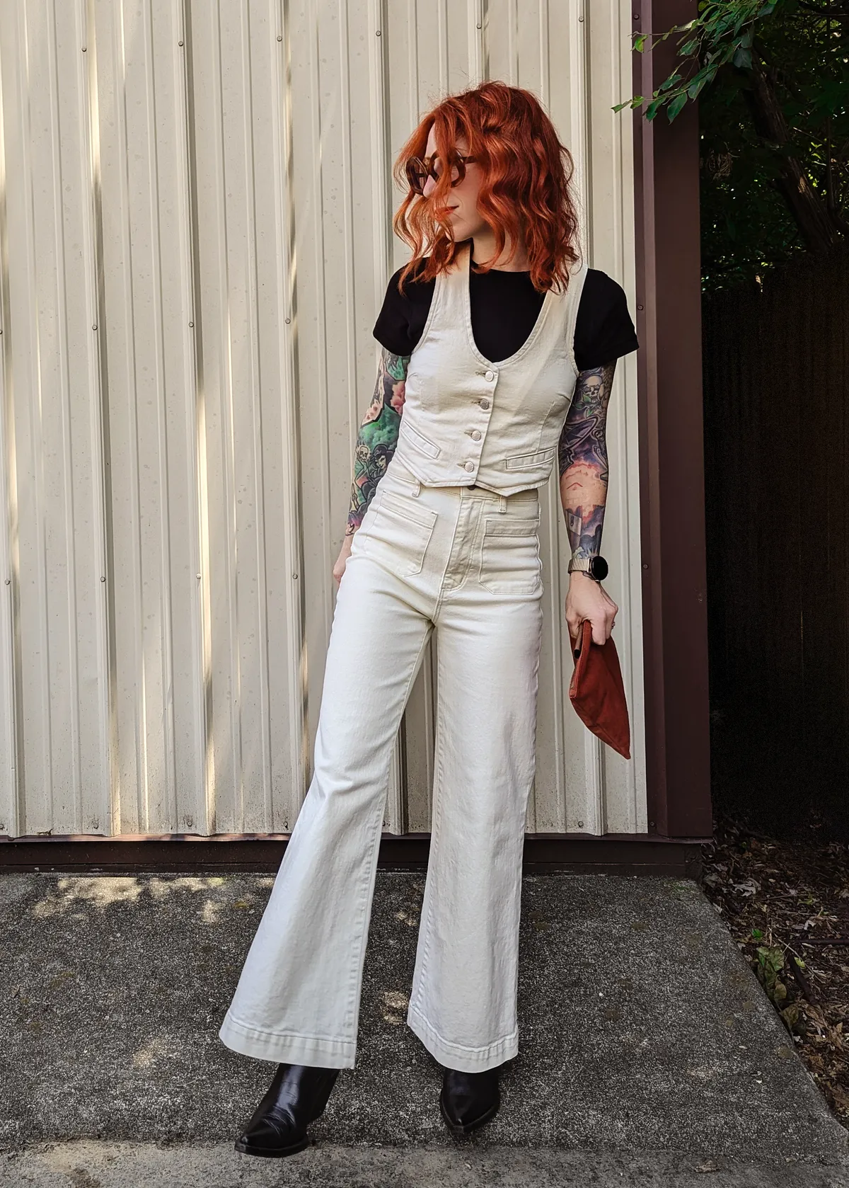 Buttercream Stretch Denim Sailor Jean <br> <i> ankle length </i>