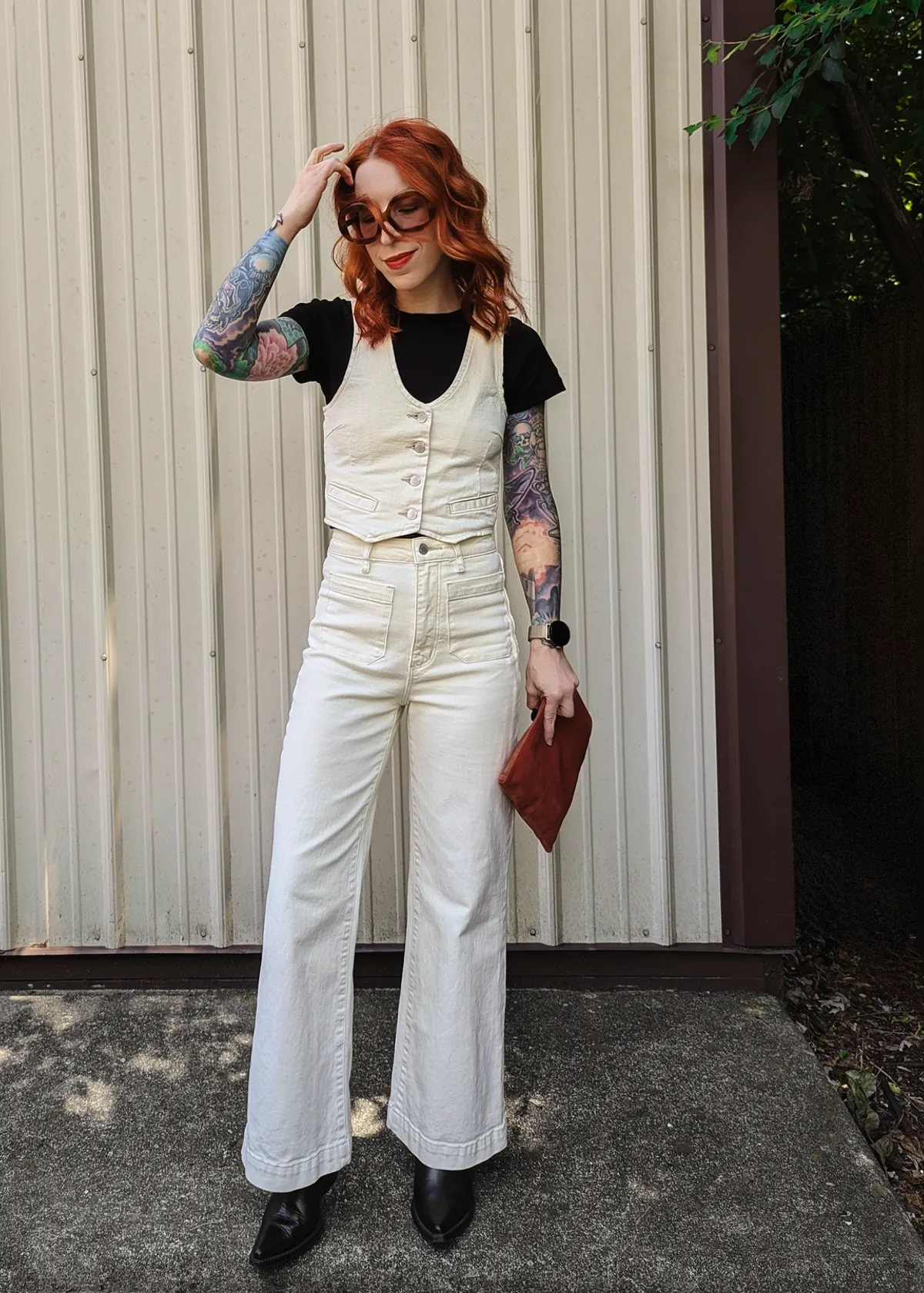 Buttercream Stretch Denim Sailor Jean <br> <i> ankle length </i>