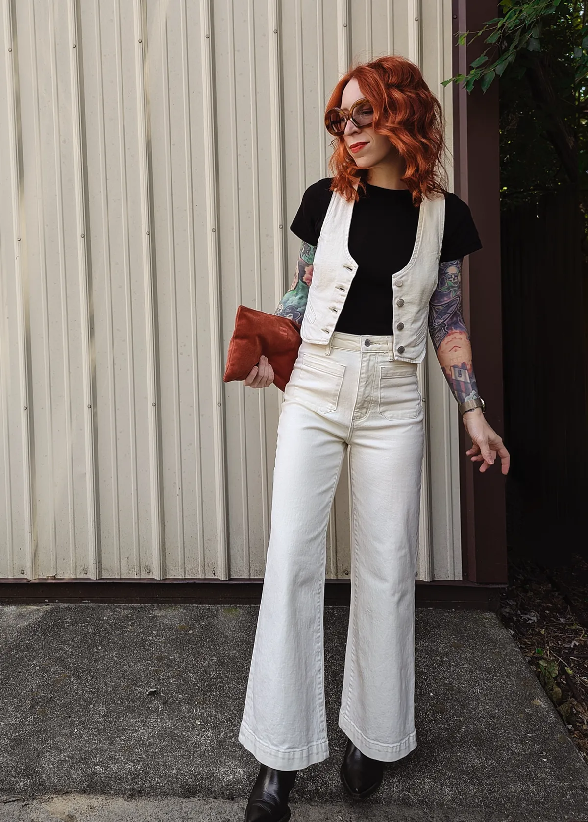 Buttercream Stretch Denim Sailor Jean <br> <i> ankle length </i>