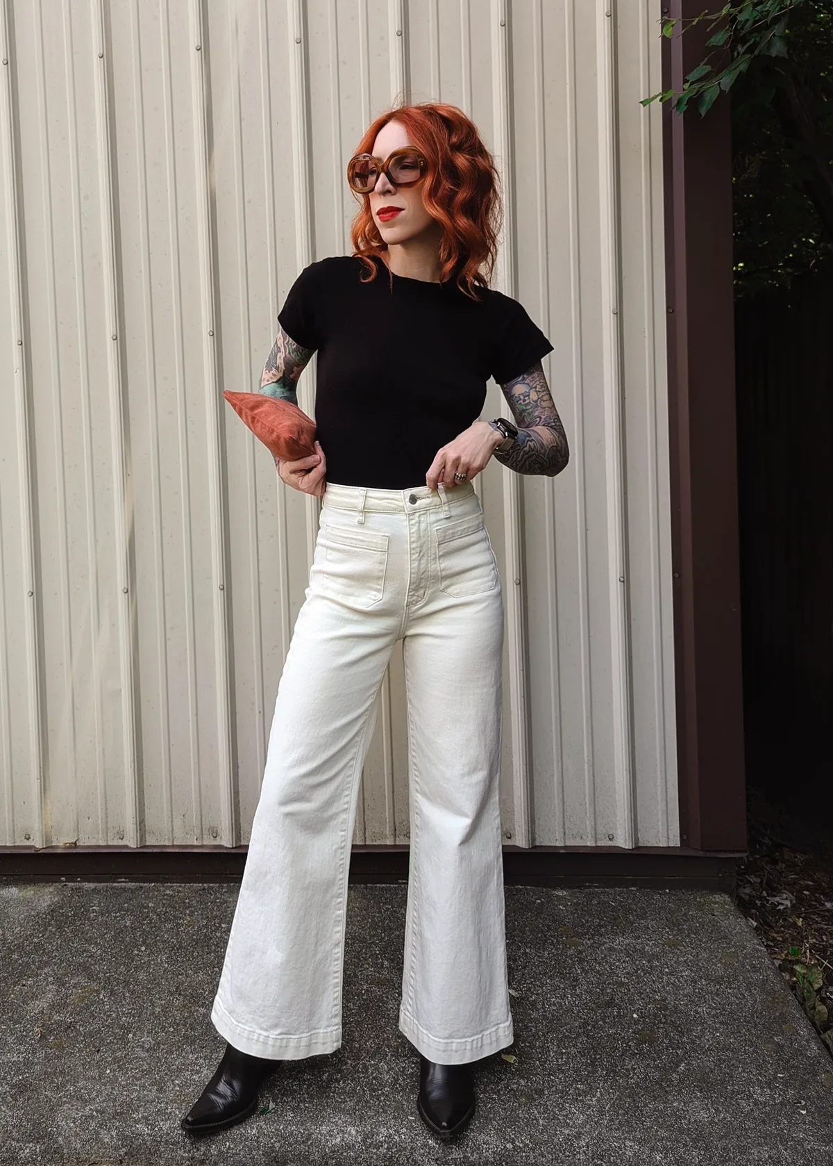 Buttercream Stretch Denim Sailor Jean <br> <i> ankle length </i>