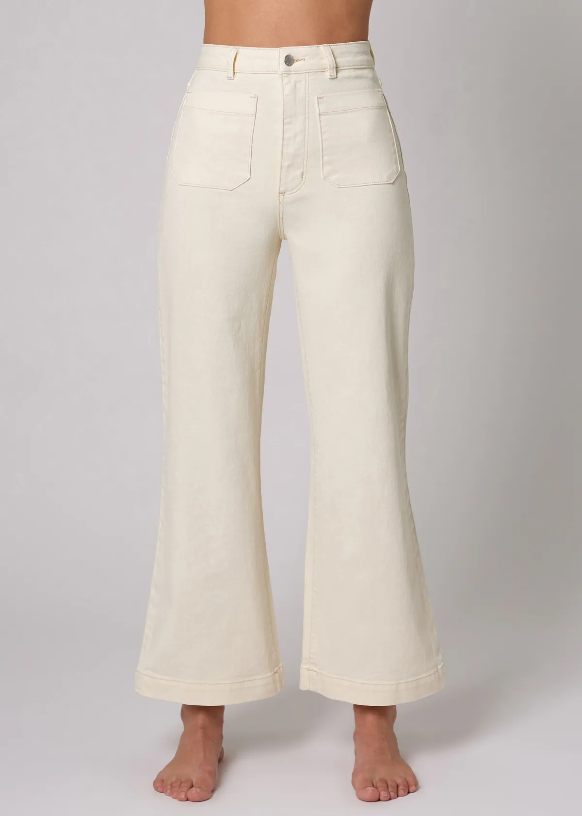 Buttercream Stretch Denim Sailor Jean <br> <i> ankle length </i>