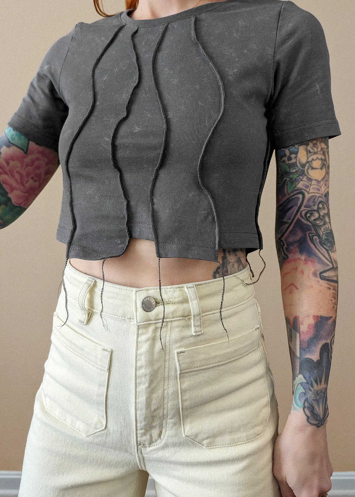 Buttercream Stretch Denim Sailor Jean <br> <i> ankle length </i>