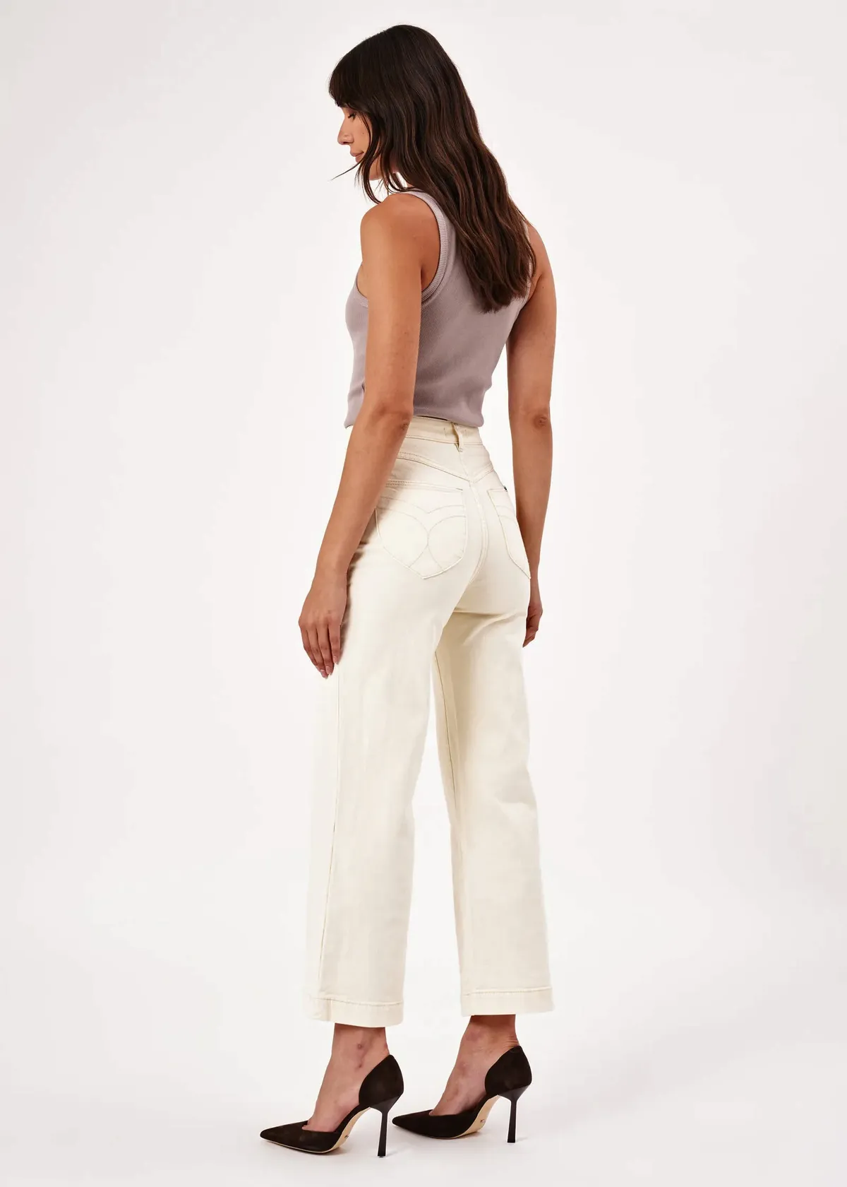 Buttercream Stretch Denim Sailor Jean <br> <i> ankle length </i>