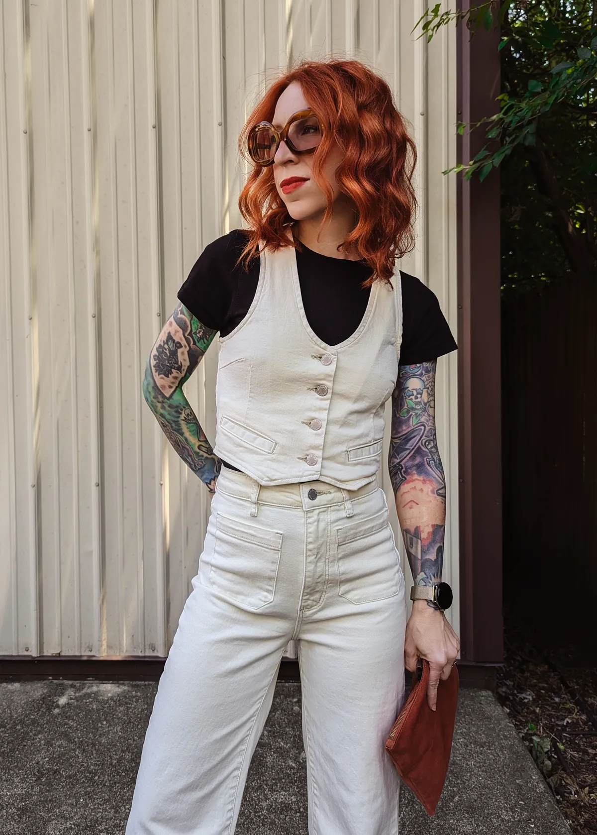 Buttercream Stretch Denim Sailor Jean <br> <i> ankle length </i>