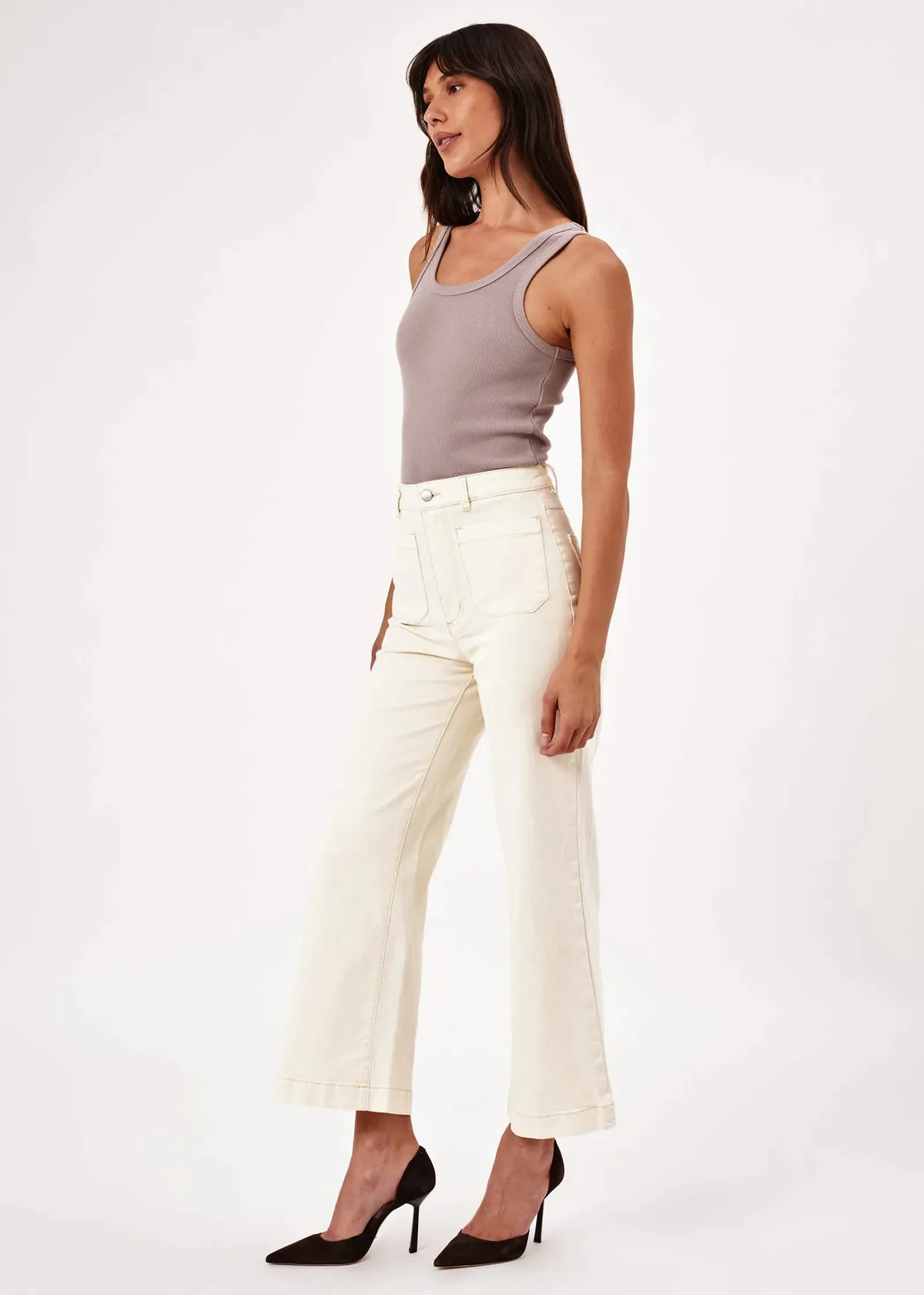 Buttercream Stretch Denim Sailor Jean <br> <i> ankle length </i>