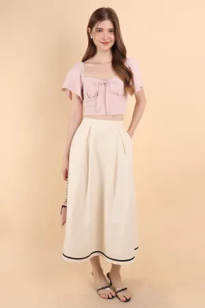 CAMILA PLEATED TWEED MAXI SKIRT IN CREAM WHITE