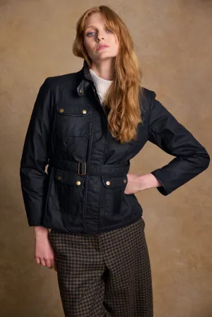 Cara Utility Wax Jacket - Black