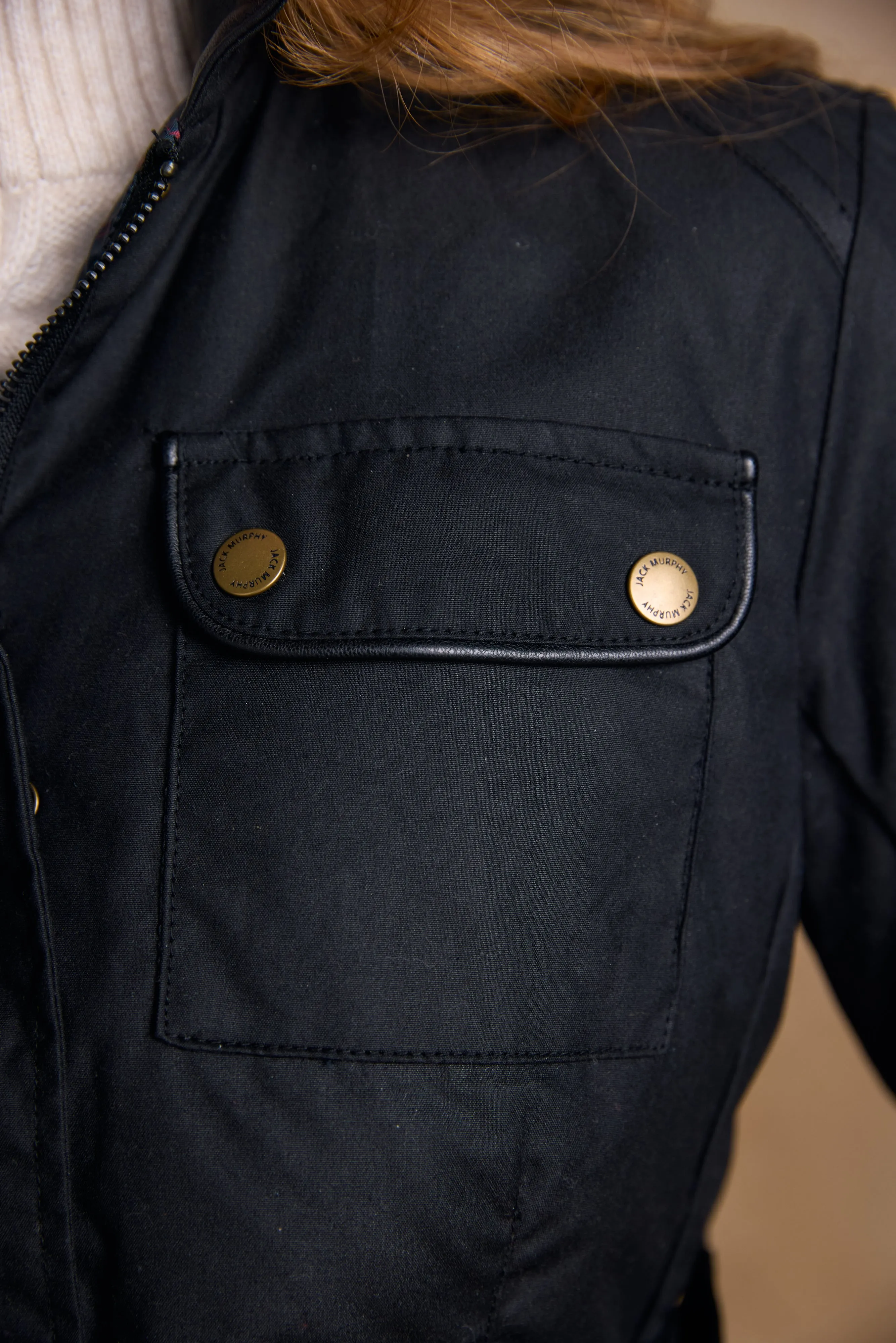 Cara Utility Wax Jacket - Black