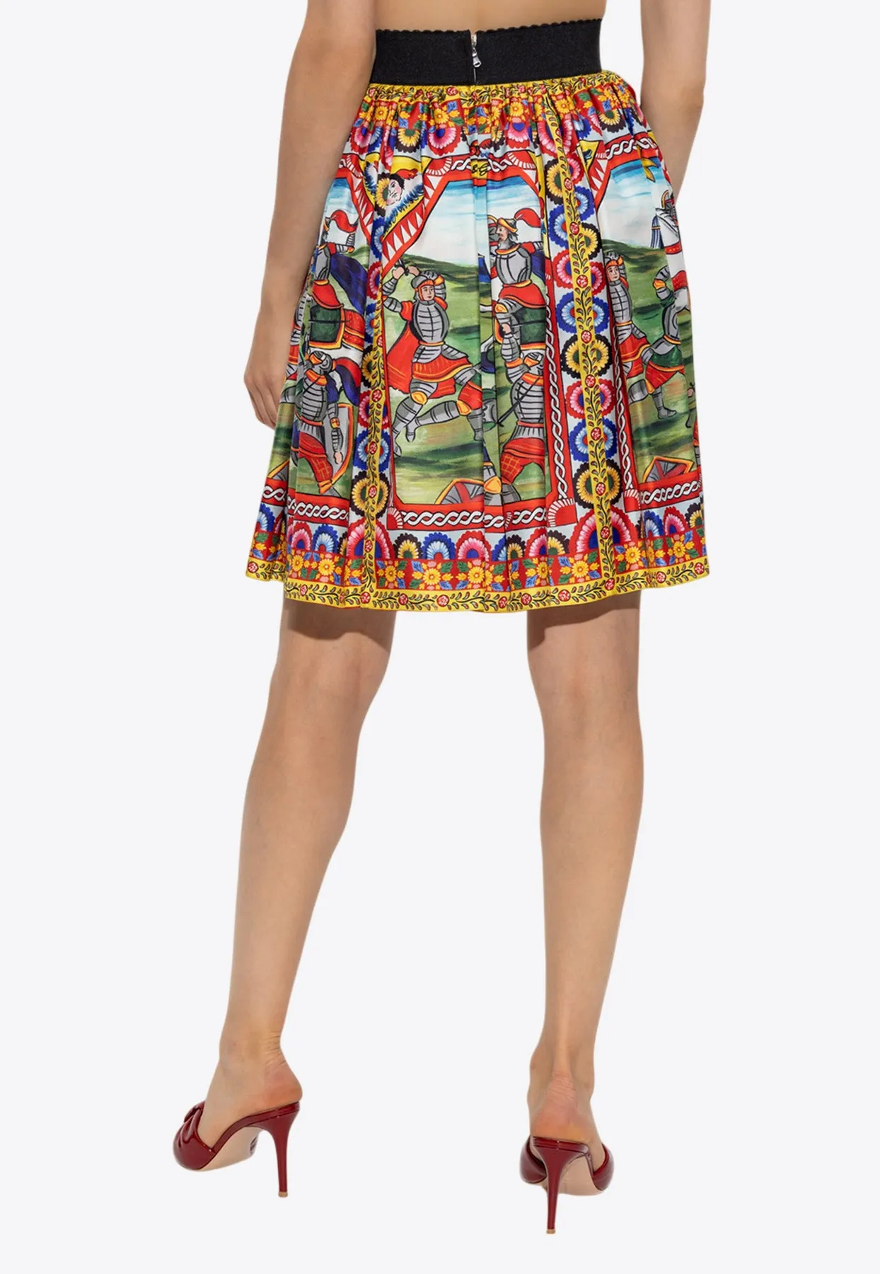Carretto Print Silk Mini Skirt
