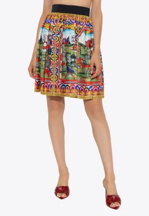Carretto Print Silk Mini Skirt