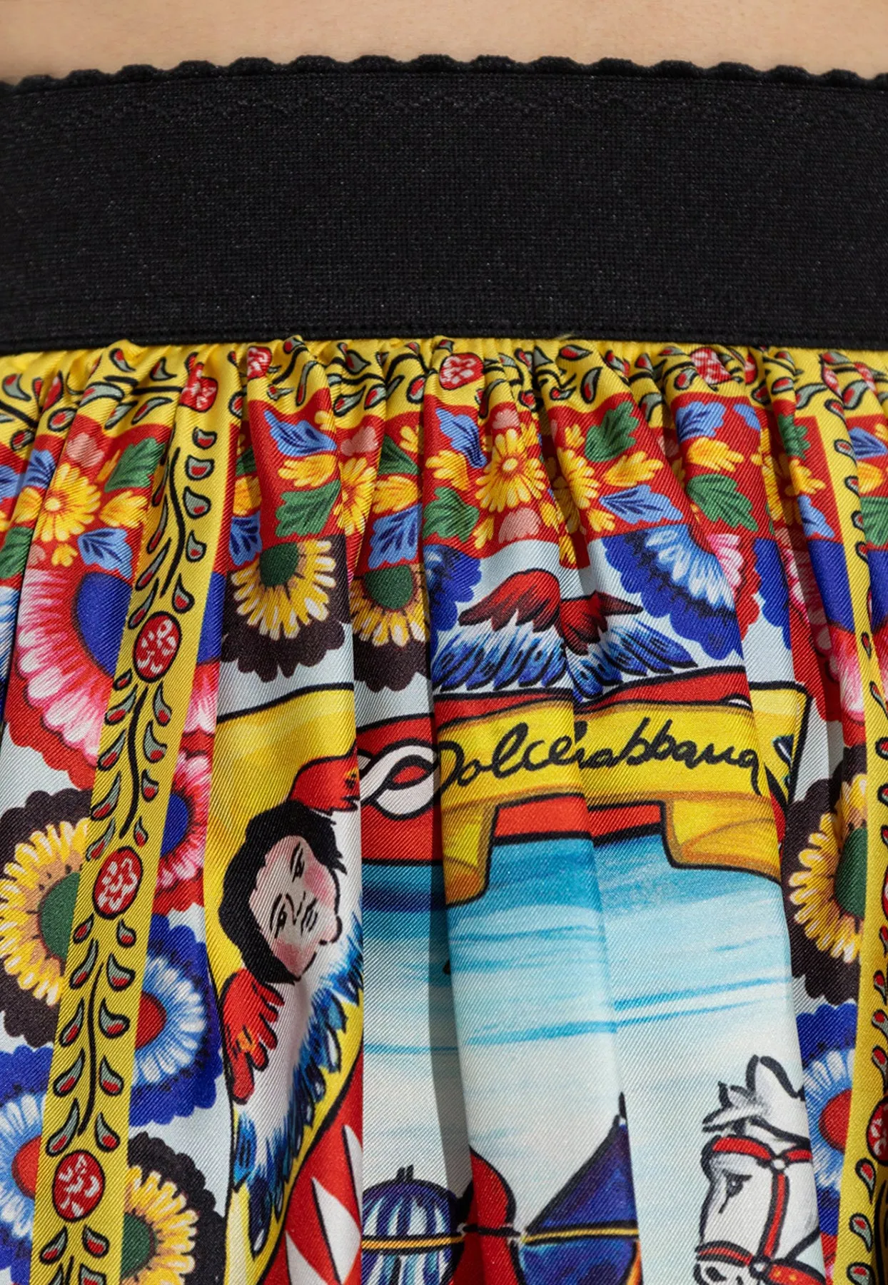 Carretto Print Silk Mini Skirt
